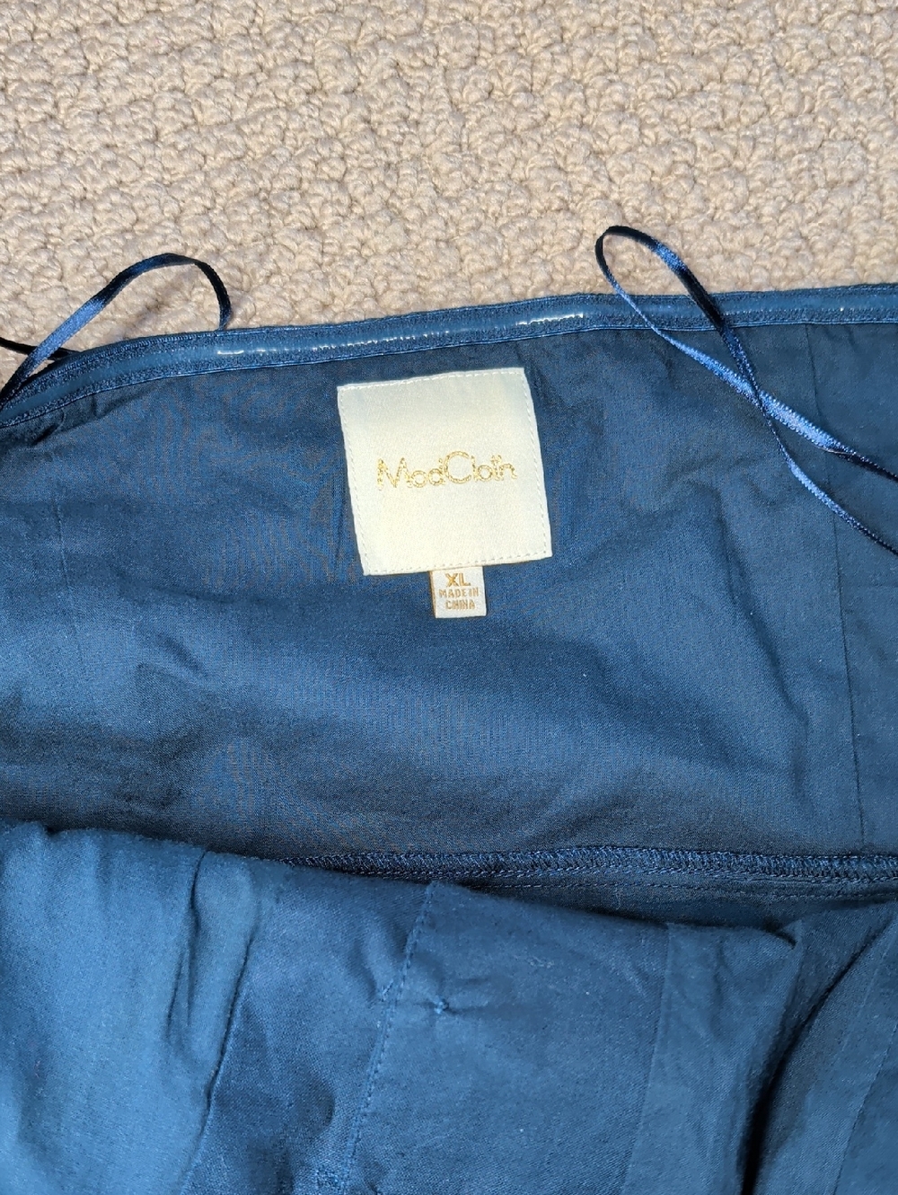 Retro Housewife Navy Swing halter Dress with Teal Buttons and Pockets XL - Picture 10 of 11